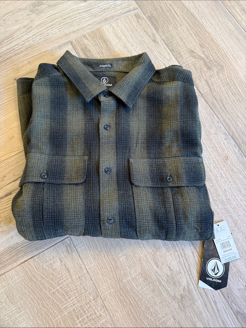 Volcom Olive & Black Plaid Lightweight Shirt Jacket